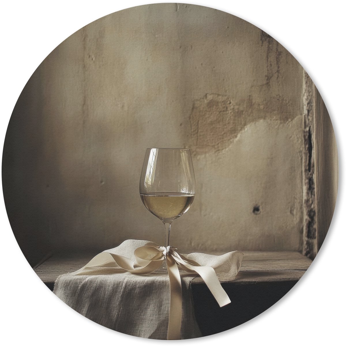 Muismat rond 30x30 cm - Mousepad Strik - Beige - Witte - Wijn - Ronde muismatten