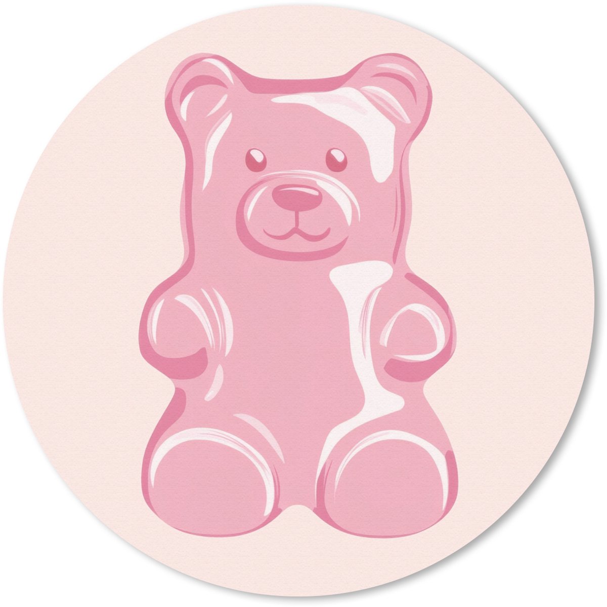 Muismat rond 40x40 cm - Mousepad Beer - Roze - Snoep - Ronde muismatten