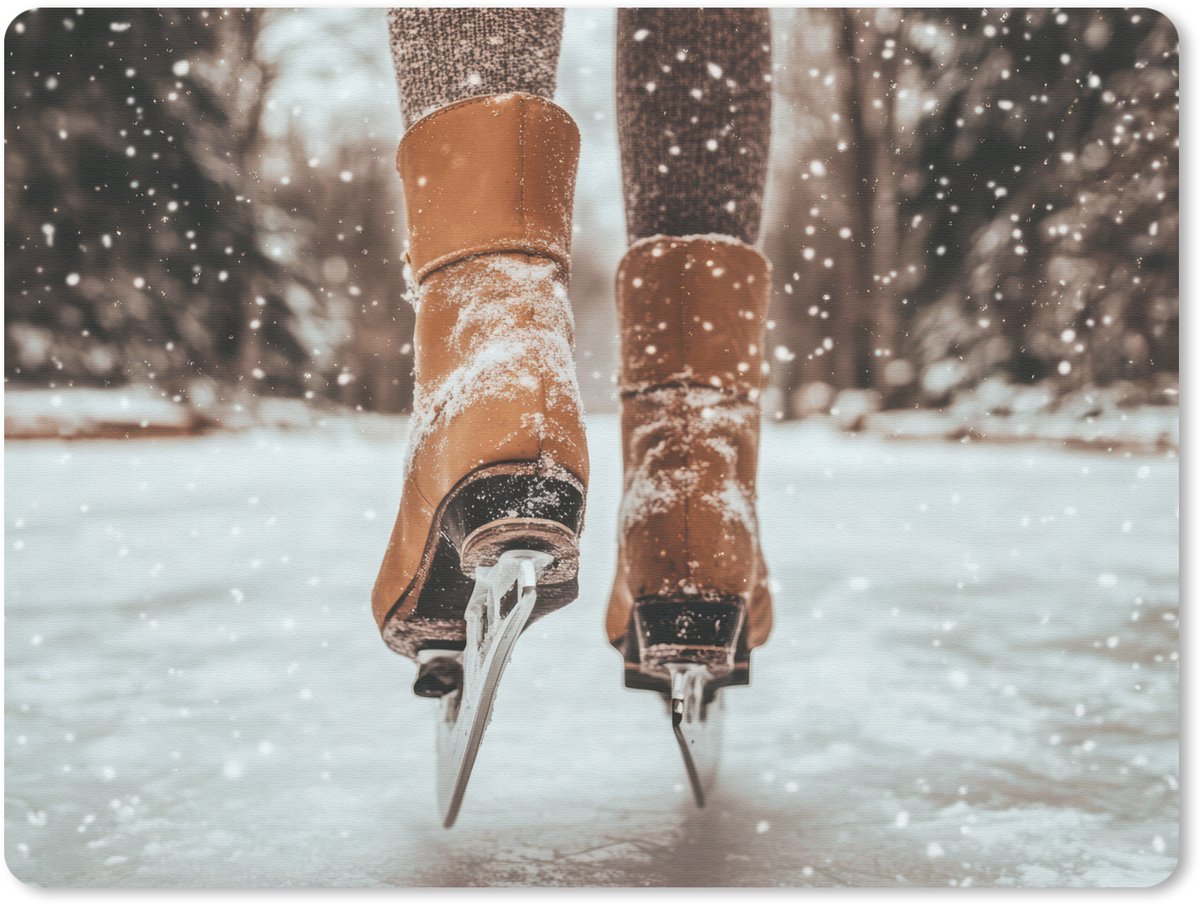 Muismat 23x19 cm - Mousepad Schaatsen - IJs - Winter - Sneeuw - Muismatten