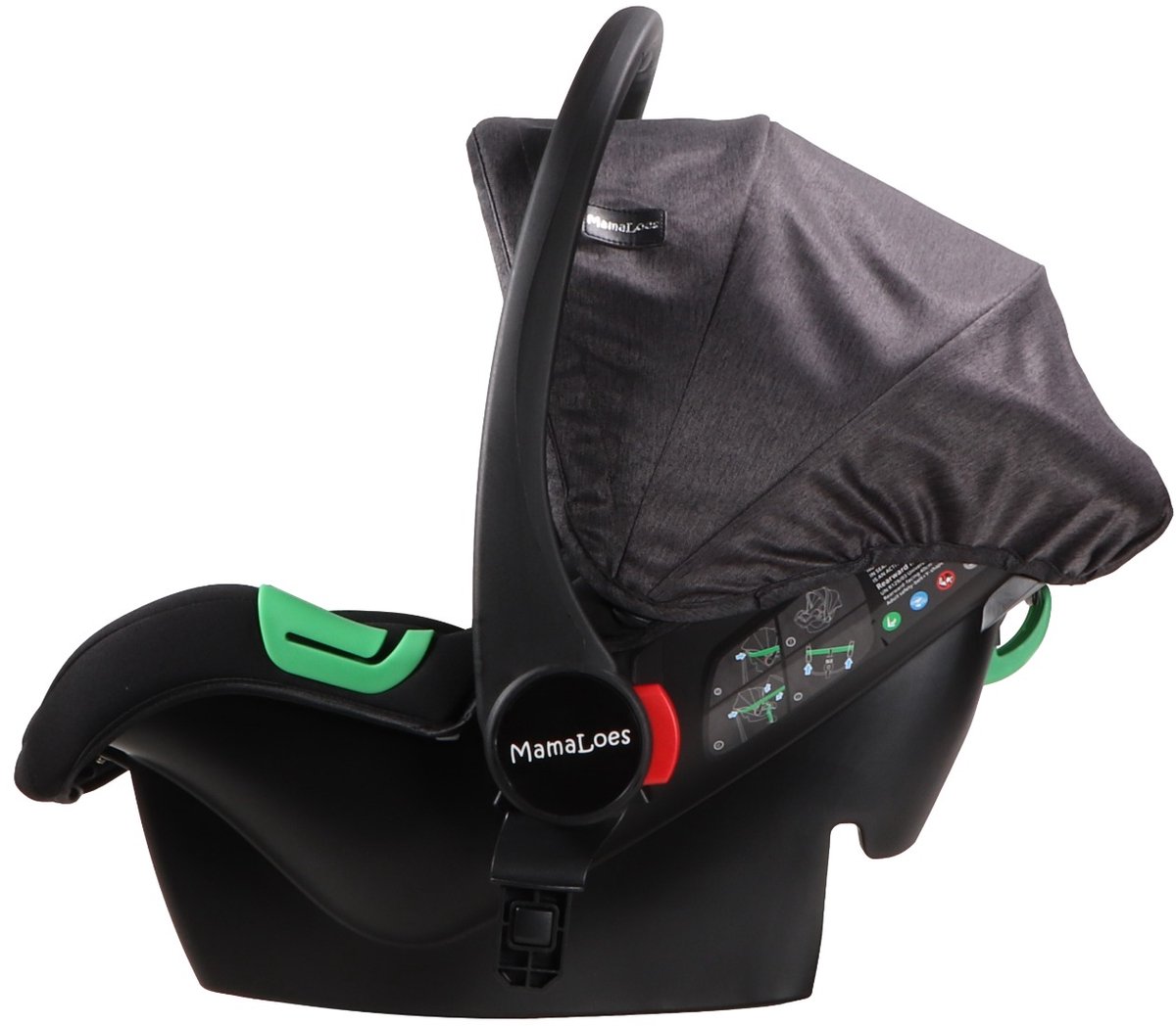 MamaLoes Marly 3 in 1 Kinderwagen - Zwart/Antraciet thumbnail 6