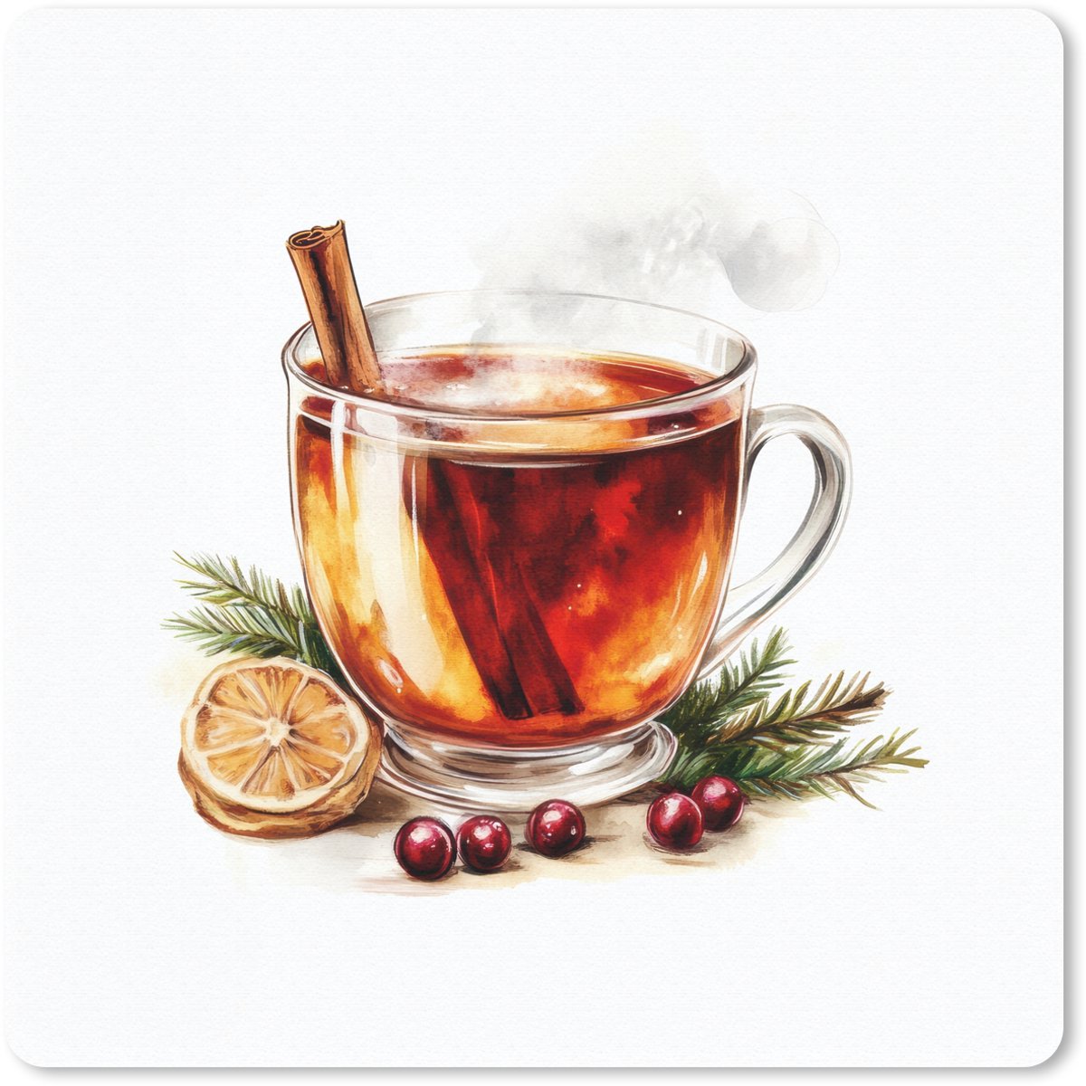 Muismat 20x20 cm - Mousepad Thee - Warm - Winter - Sfeer - Muismatten