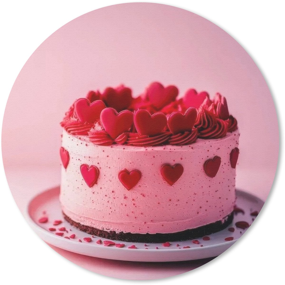Muismat rond 30x30 cm - Mousepad Taart - Hart - Roze - Ronde muismatten