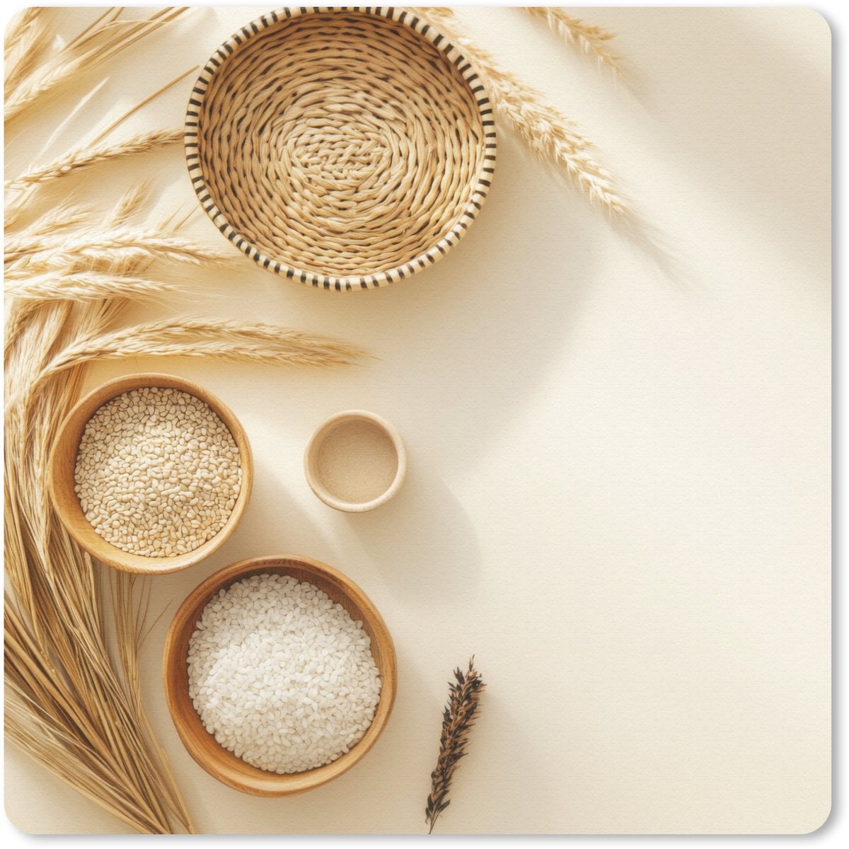 Muismat 20x20 cm - Mousepad Granen - Hout - Kom - Beige - Muismatten