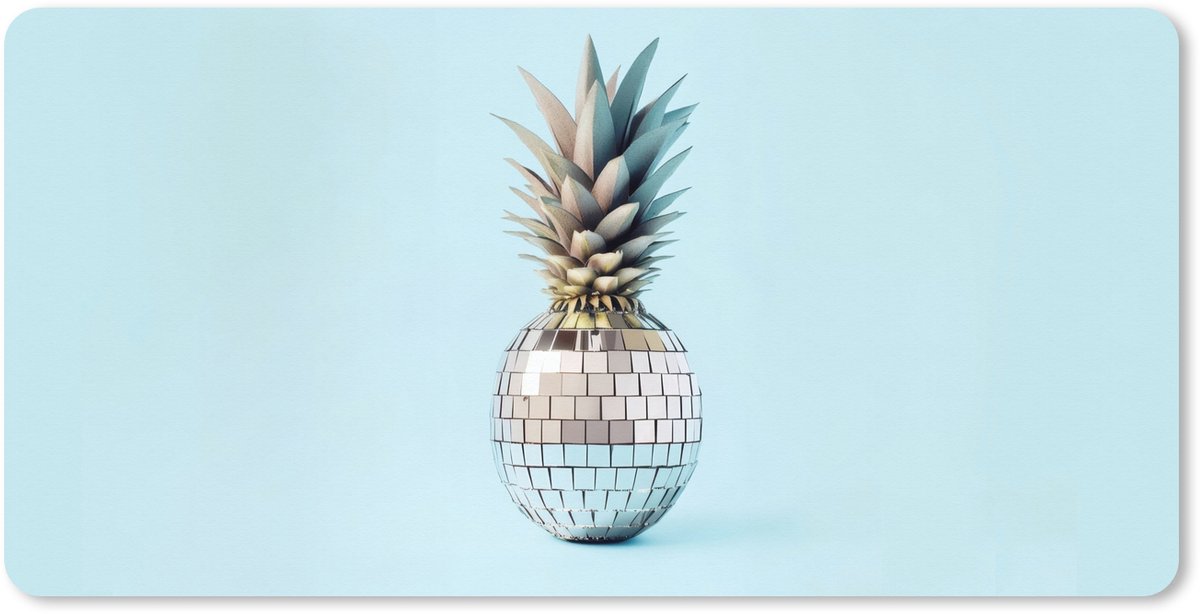 Muismat XXL 90x45 cm - Bureau onderlegger - Bureau mat Blauw - Ananas - Disco - Discobal - Bureaumat - Gaming mousepad xl - Bureaulegger groot - Computer deskmat