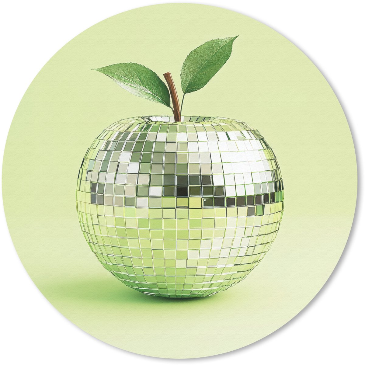 Muismat rond 40x40 cm - Mousepad Groen - Disco - Decoratie - Appel - Ronde muismatten