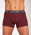Bordeauxrode boxer met donkergroene en witte 'JACK & JONES' tailleband.
