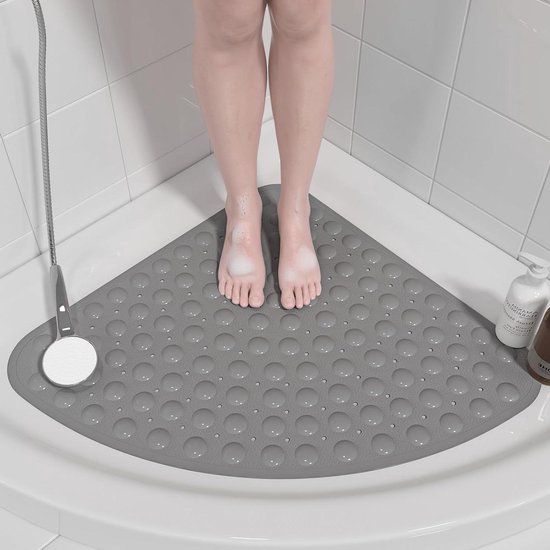 SHIMOYAMA Douchemat antislip antislip schimmels, 67 x 43 cm badmat antislip, PVC snelafvoer badkamermat met TPE antislipstrips (grijs SHIMOYAMA Douchemat antislip antislip schimmels, 67 x 43 cm badmat antislip, PVC snelafvoer badkamermat met TPE antislipstrips (grijs