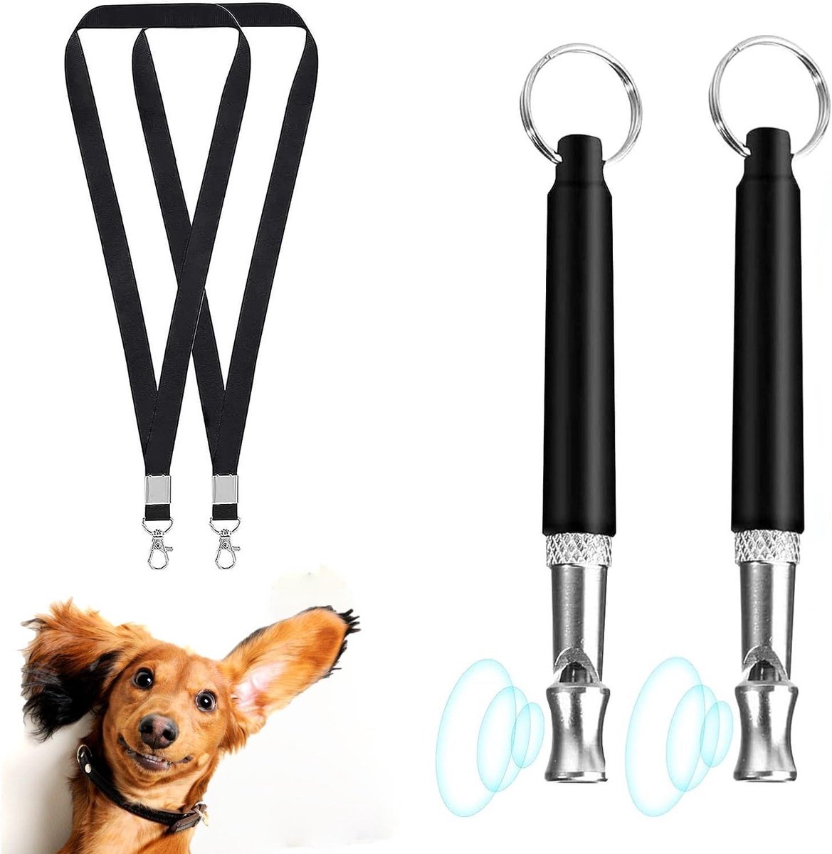 Ultrasoon fluitje voor honden - 2 stuks anti-blaf fluitje voor katten met verstelbare riem