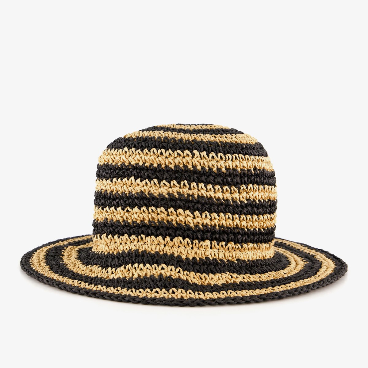 Dames strohoed gestreept beige zwart