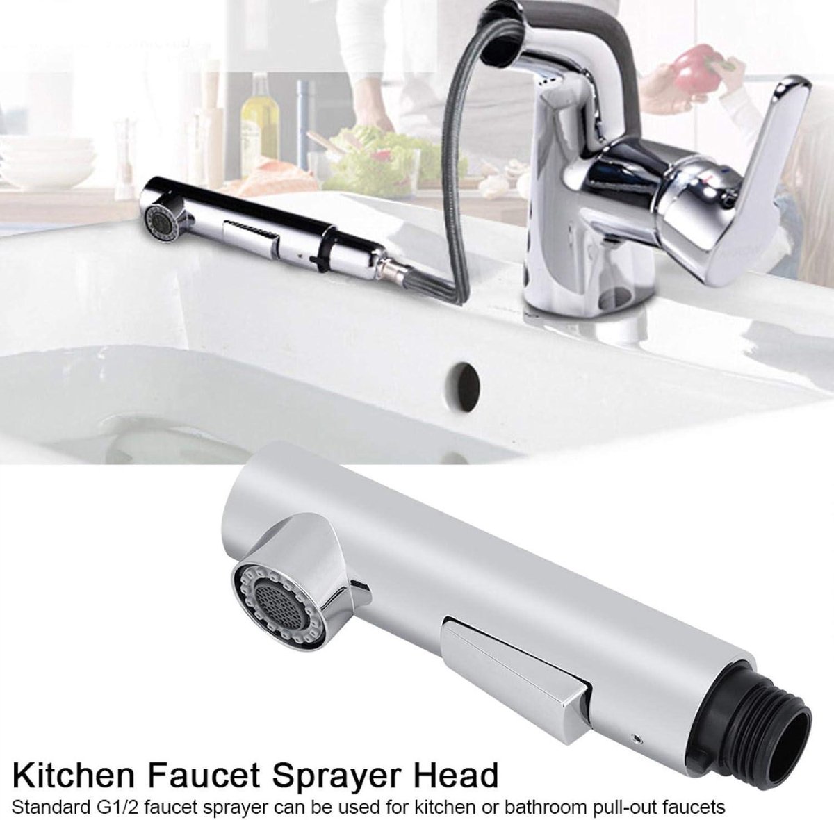 Faucet Spray Head ABS Pull Out Sprayer Shower Water Tap Replacement Accessory for Kitchen