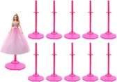 Présentoir de poupée en plastique - Transparent et réglable - Présentoir de poupée modèle (Rose/ Zwart) - 10 pièces