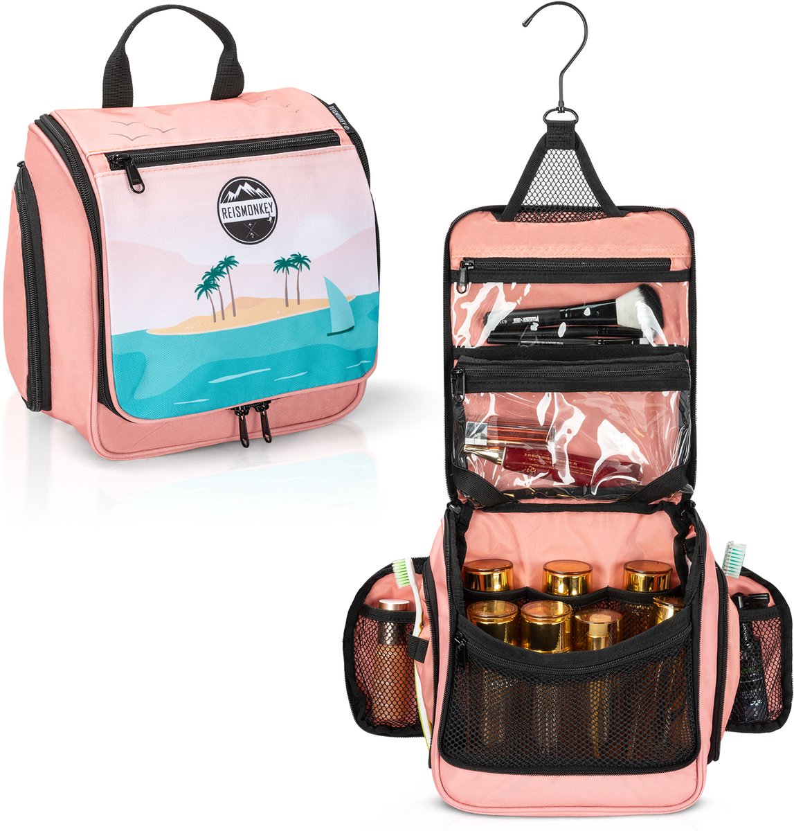Toilettas met haak 360 - Reismonkey - Island - Hangend - Dames en heren - Waterdicht - Draaibare XL haak