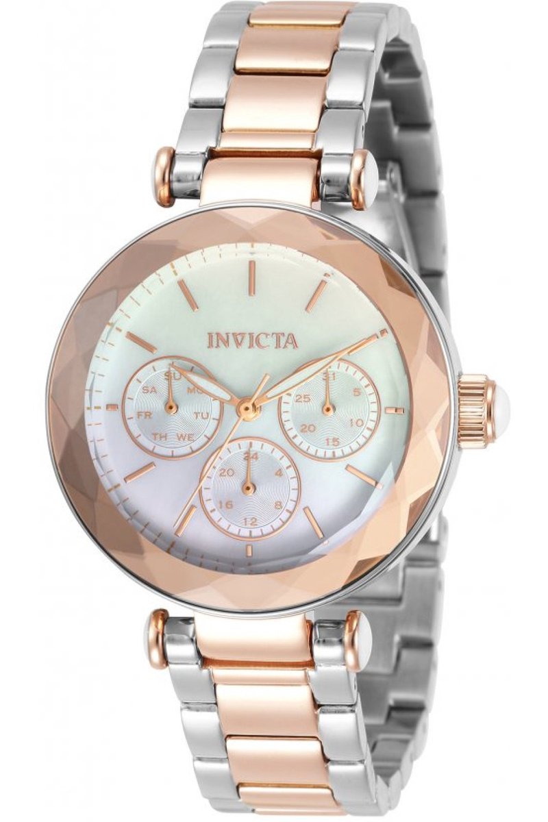 Invicta Angel 31304 Dames Horloge - Waterdicht - Analoog - Quartz Uurwerk - Roestvrij Staal met witte Wijzerplaat - 36mm