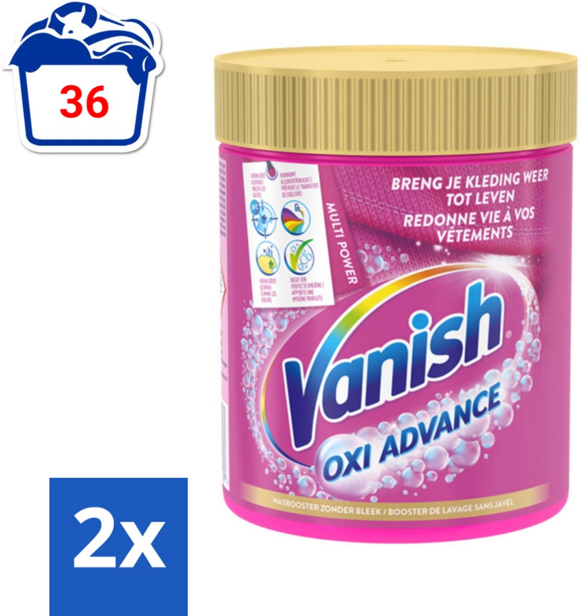 Vanish Oxi Advance - Vlekkenverwijderaar Poeder - Zonder Bleek - Gekleurde Was - 470 Gram - Voordeelverpakking - 2 stuks