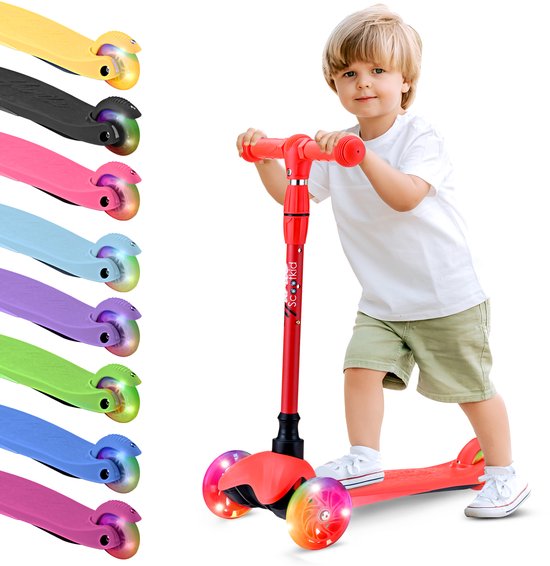 Hurtle Kinderstep - 3 Lichtgevende LED Wielen - Draagbaar - Hoogte Hurtle Kinderstep - 3 Lichtgevende LED Wielen - Draagbaar - Hoogte