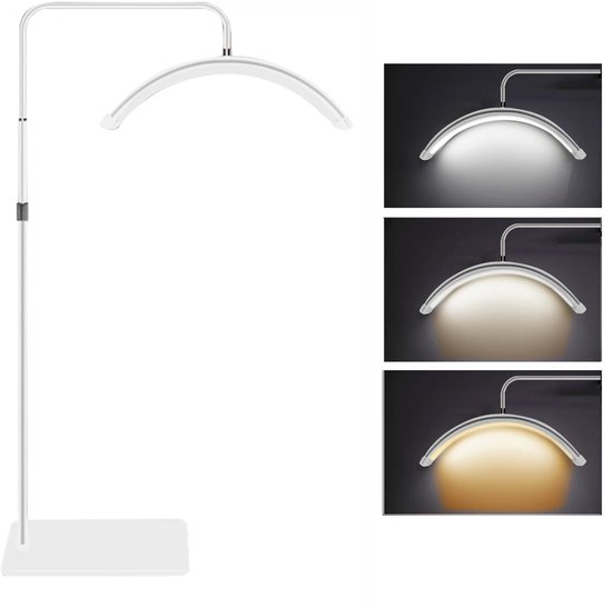 Lampe Moonlight - Lampe Lune - Lampe sur pied pour salon - Siècle des Lumières de salon - Lampe pour cils - Lampe de traitement - Avec support pour téléphone - Intensité variable - Wit - 180 cm