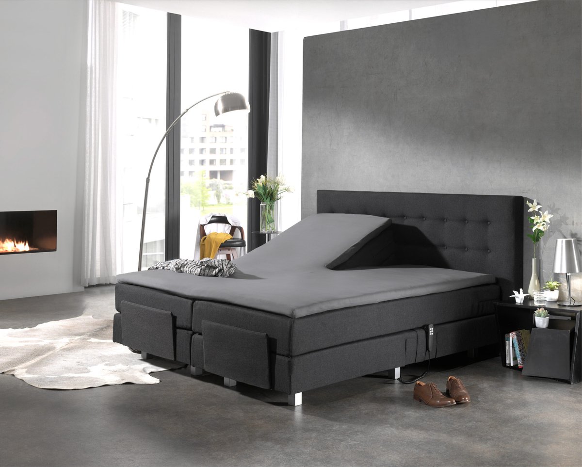 Dreamhouse Hoeslaken Splittopper Katoen Grijs - 160 x 200 cm + 15 cm hoekhoogte