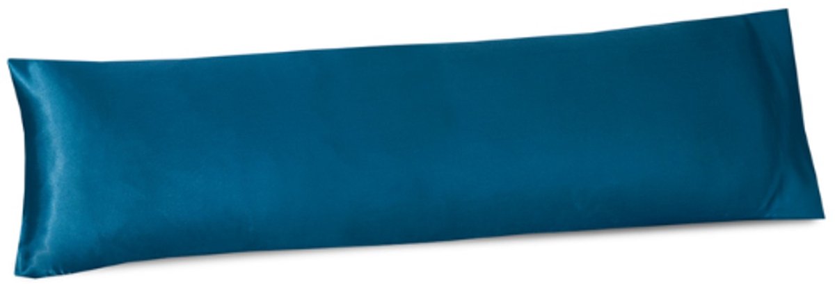 Beauty Silk - Satijnen Body Pillow Kussensloop - Petrol Blauw - 40x145 cm - Glans Satijn