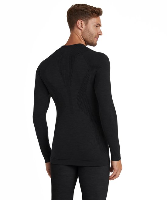 FALKE Wool- Tech Longsleeve sous-vêtement fonctionnel chaud et anti-transpiration Baselayer-Shirt hommes noir - Taille XXL