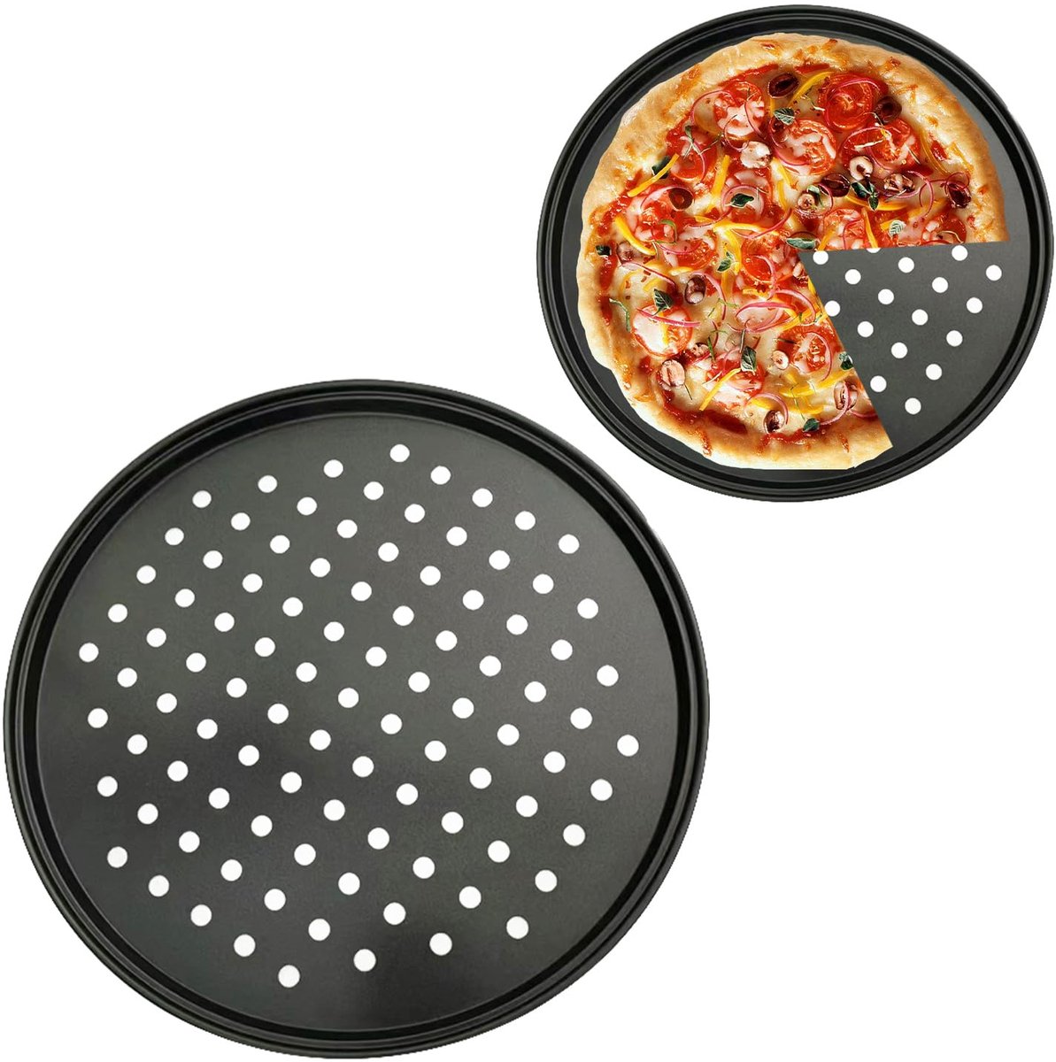 Ibenzoa® Pizzabakplaat met Geperforeerd Ontwerp voor Perfecte Krokante Bodems in Koolstofstaal