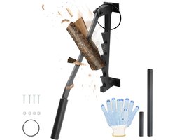 Houtkloofmachine - Houtklover – Houtsplijter – Houtkliever – Kloofmachine – Milieuvriendelijke Kloofwig – Houtklover voor Aanmaakhout – Splijtwig – Met 2 Afneembare Handgrepen – Incl Handschoenen - Zwart