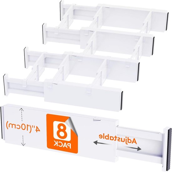 Lifewit Set van 6 verstelbare ladeverdelers, 8 cm hoog, 25-42,7 cm lang
