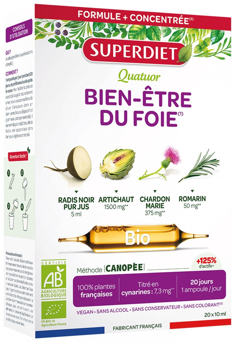 Goedkoopste Superdiet Lever Wellness Quatuor Organic 20 Ampullen