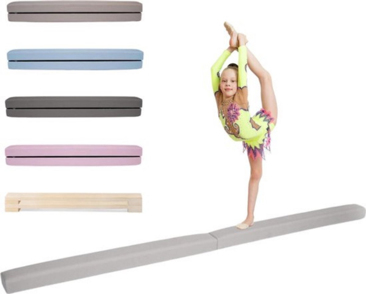 Luxe Turnbalk – Evenwichtsbalk – Balanstrainer – Antislip – Extra Veilig – 180KG Belastbaar – Thuisgymnastiek – Vanaf 3 Jaar – Grijs