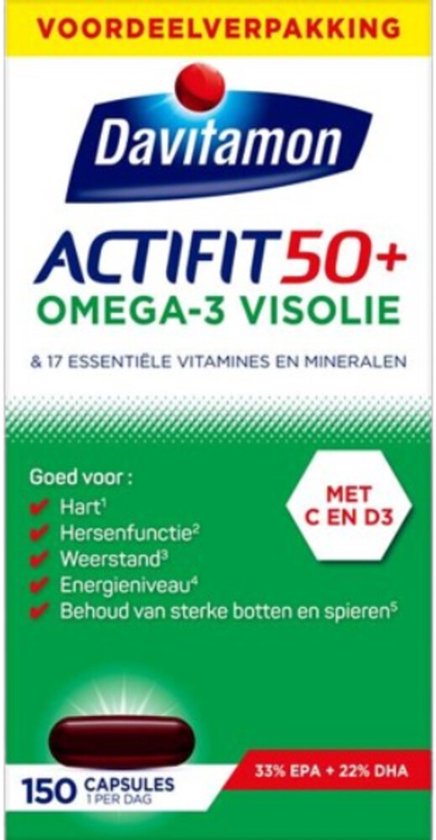 Davitamon Actifit 50+ Omega-3 Visolie - 4 x 150 capsules - Voordeelverpakking