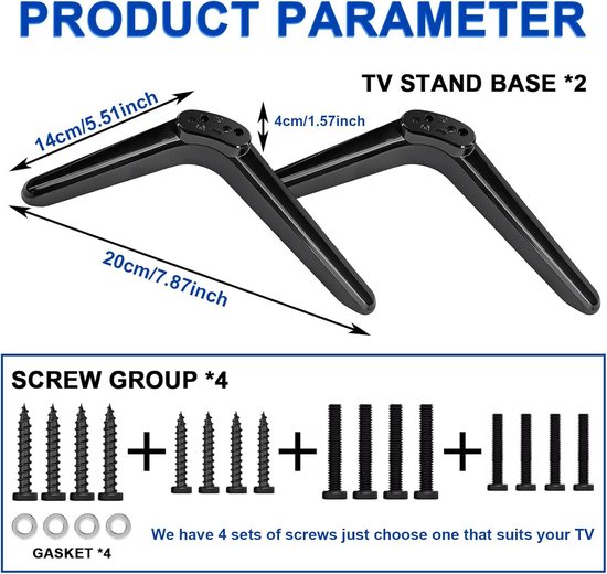 Standaard voor LG TV-poten vervanging, universele tafel bureau voetstuk tv- standaard basis voetstuk voeten compatibel voor LG TV met schroeven antislip televisie tafel standaard basis 49 59 55 60 65