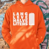Oranje Koningsdag Hoodie Lang Leve Halve Liters - MAAT M - Feestkleding & Carnavalskleding