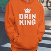 Oranje Koningsdag Hoodie DrinKing - MAAT M - Feestkleding & Carnavalskleding