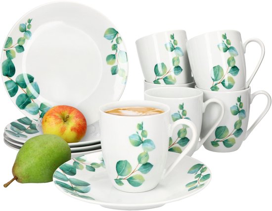 MamboCat Marie 18tlg Frühstücksset I Porzellan-Geschirr mit
