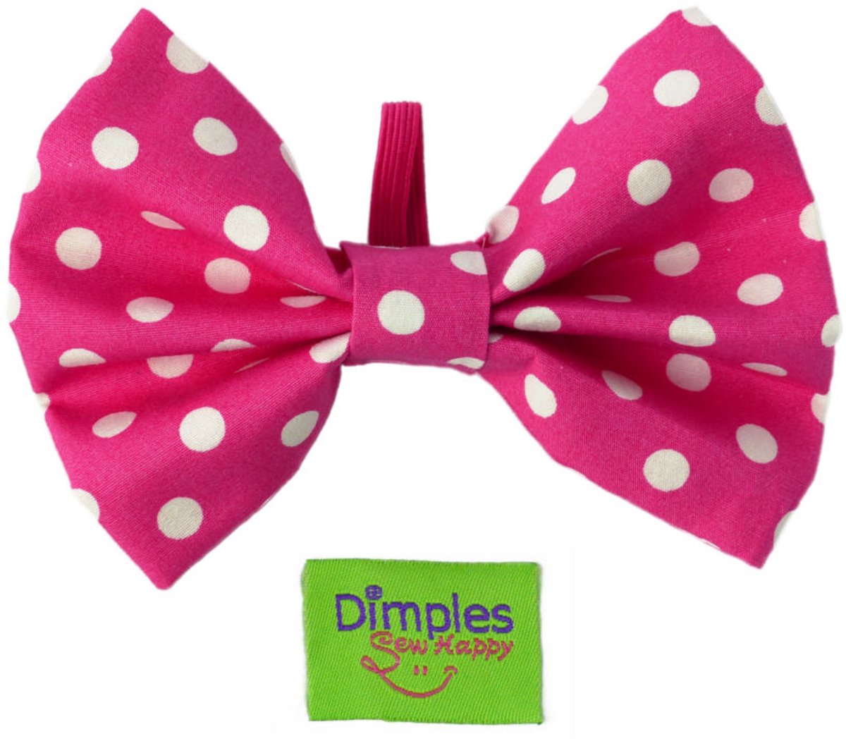 Roze strik met stippen voor honden - DIMPLES M Medium (12 x 8 cm) vlinderdas voor honden en katten - vlieg voor de halsband