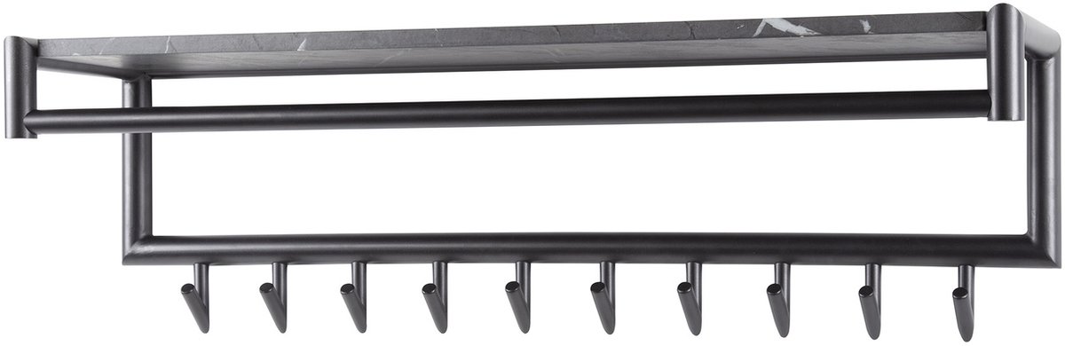 Giga Meubel Kapstok Roede - Zwart Metaal - 10 Haken - 100x27x30cm