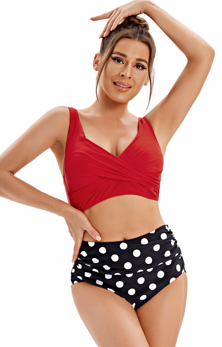 Vrouwen Bikini Set V Hals Halternek Wrap Look,Cross, Hoge Taille Bikini Zwemkleding Bloemen Patroon Tweedelig Zwempak