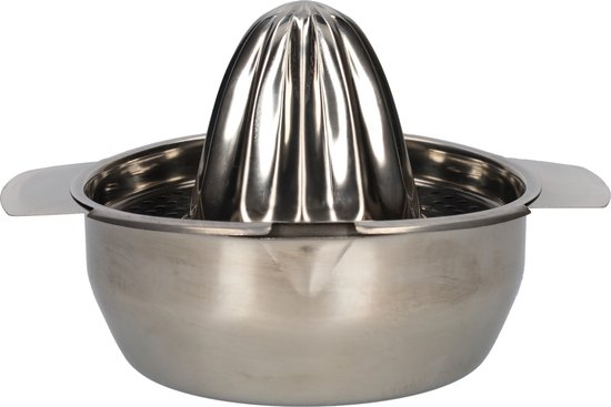 RVS Citruspers handmatig - RVS citroenpers - Makkelijk schoon te maken - Fruitpers - Vruchtenpers met filter voor pitten en pulp van Merkloos — afbeelding 3