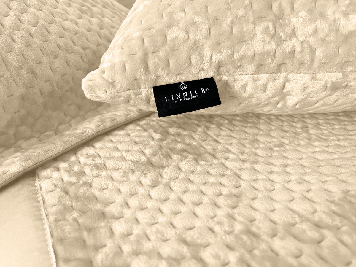 LINNICK Velvet Sprei - Beige - 180x260cm - Bedsprei 1 persoons - Luxe Fluwelen Bedsprei - Bedsprei 180x260 — cadeau in Wonen & Interieur - foto 3