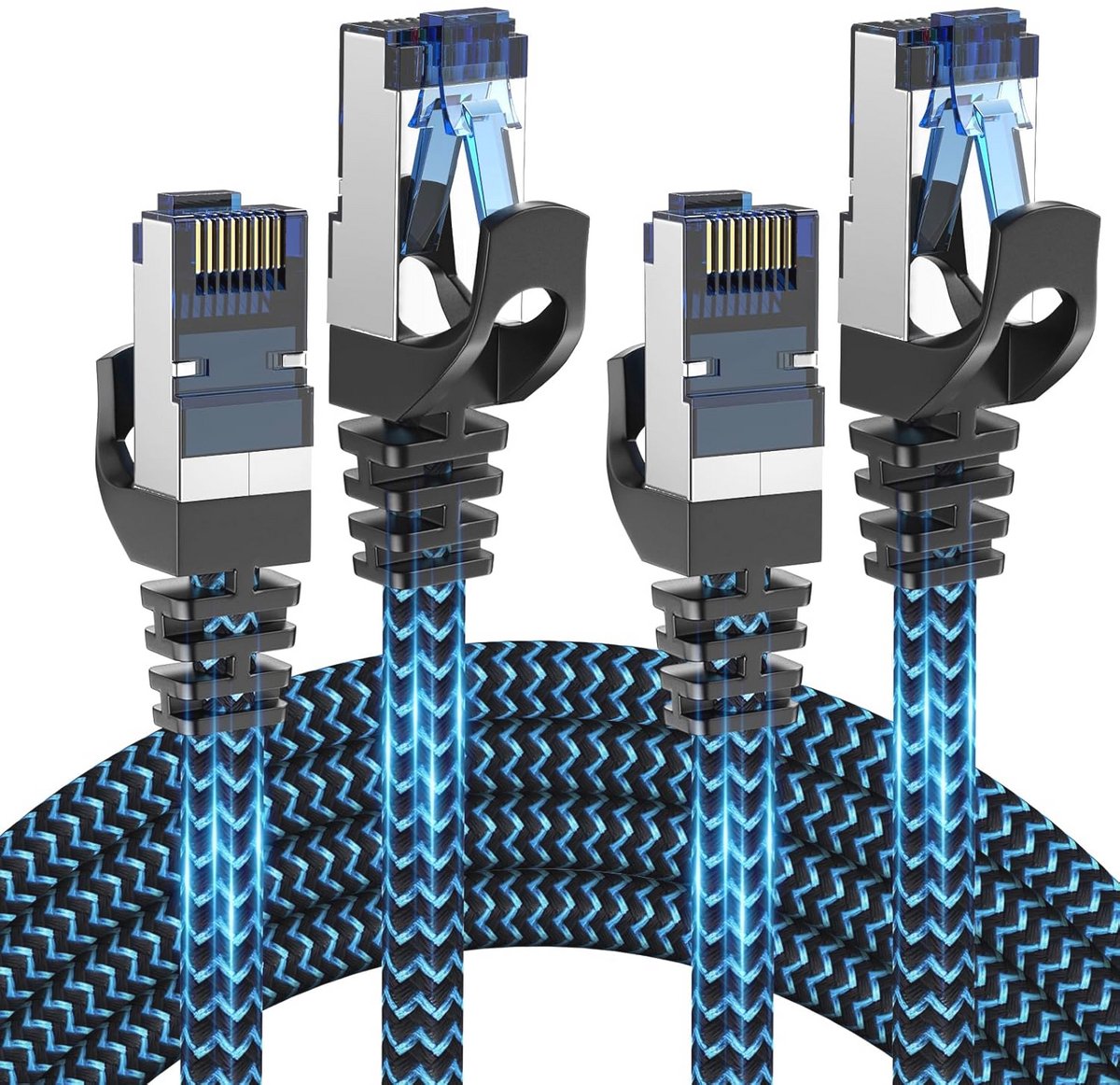 Image of 2 x 1m LAN-kabel CAT8, snelle internetkabel tot 40 Gbps, RJ45 patchkabel, breed compatibel met modems en laptops