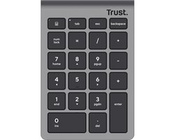 Trust XALAS – Draadloos Numeriek Toestenblok– Efficiënte cijferinvoer – Grijs