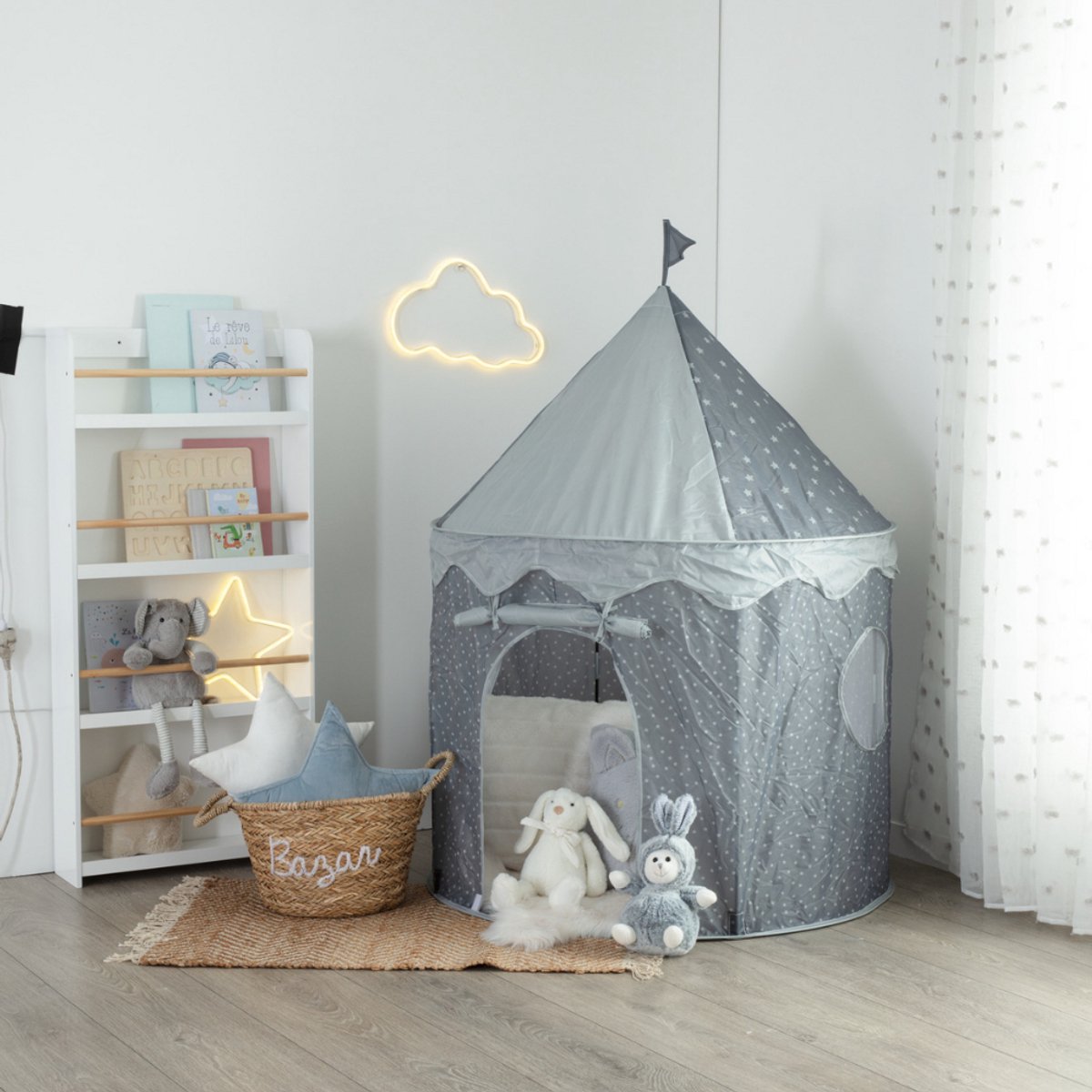 MISOU Pop Up Speeltent voor Kinderen - Kindertent Voor Jongens - Geschikt voor Binnen & Buiten - 120x120x160cm - Speelhuisje Kind - LILY Blauw — afbeelding 2