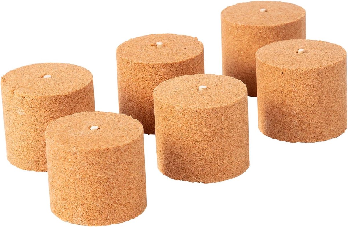 6x Houtsnippers Brandstofelementen voor Tuinfakkels Wasrollen voor Tuinfakkels - Flikkerend Vuureffect - Tuingadget voor Buiten voor Mannen & Vrouwen - Vuurkom Vuurkolom (7,5 cm x 8 cm Hoogte)