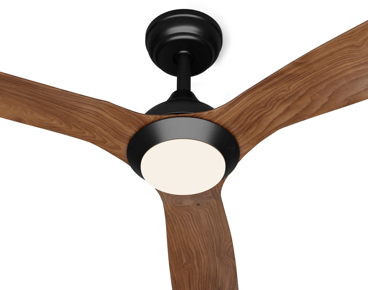 KLARSTEIN Plafondventilator Met Licht En Afstandsbediening Walnootdesign Spraakbesturing