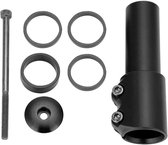 Aluminum Stem Extender Bicycle Handlebar Riser Adapter for Mountain Bike Road Bike - Black - 1 Set