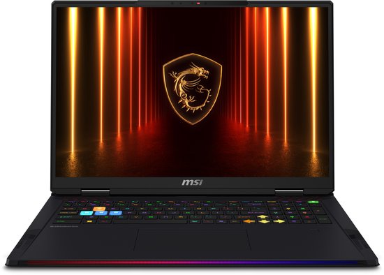 MSI Raider A18 HX A9WIG-011NL - Laptop - 18" - 3840 x 2400 @ 120 Hz - AMD Ryzen 9 9955HX3D - 64 GB DDR5 - 2 TB SSD - NVIDIA GeForce RTX 5080 - Wi-Fi 7 - Windows 11 Home - Qwerty - Zwart