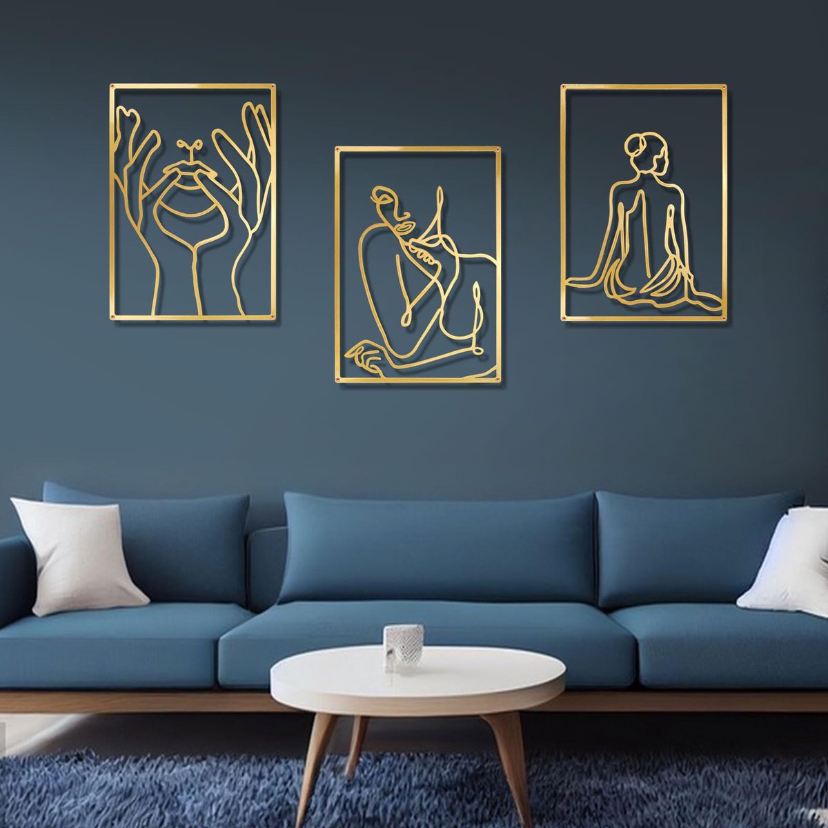 Ibenzoa® Geometrische Metalen Wandpanelen - Goud - 40 x 24 cm - Moderne Abstracte Decoratie