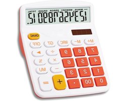 Zakelijke rekenmachine op zonne-energie met dubbele voeding en groot display - 12 cijferige financiële calculator met standaardfuncties