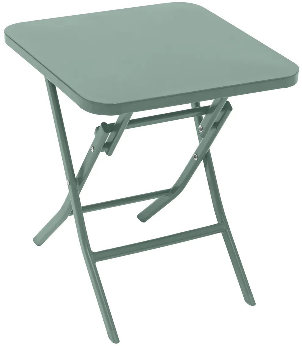 Hesperide Bijzettafel/tuin tafel Oase - metaal - groen - 40 x 40 x 45 cm - voor buiten - inklapbaar - Camping tafel