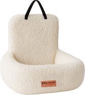 By Cee Cee - Siège d'auto pour chien Siège arrière de luxe - Panier pour chien avec sangle de sécurité - Panier de voiture pour chien - Siège pour chien - Grand chien - Beige - Taille L