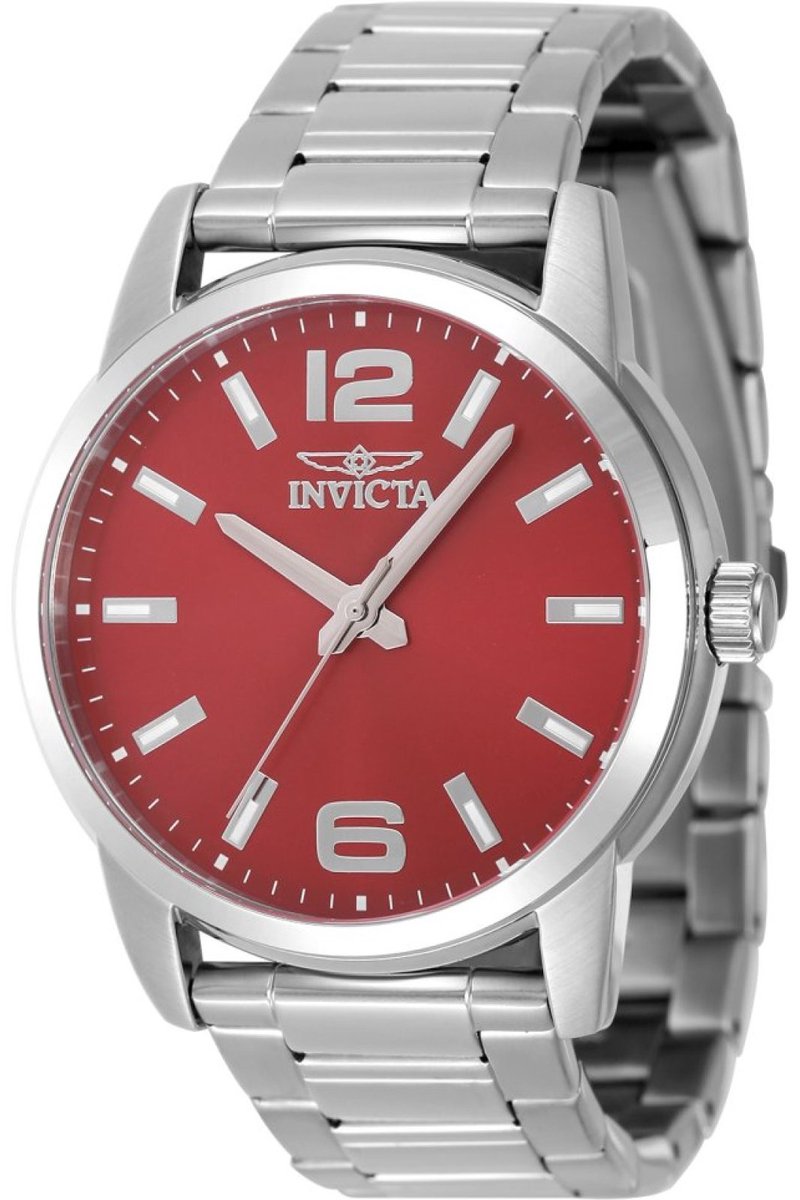 Invicta Celestial 48496 Heren Horloge - Waterdicht - Analoog - Quartz Uurwerk - Roestvrij Staal met rode Wijzerplaat - 43mm
